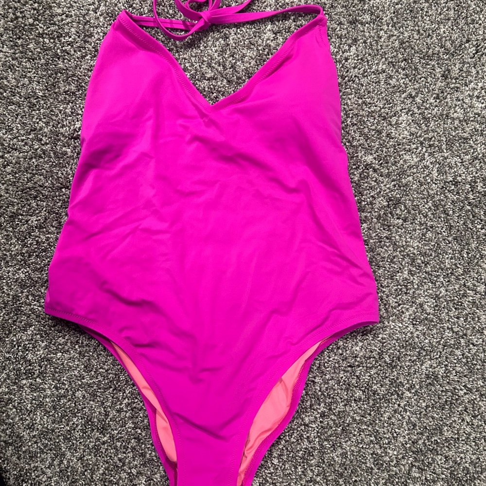 Victoria's Secret Hot Pink Halter One-Piece Swimsuit